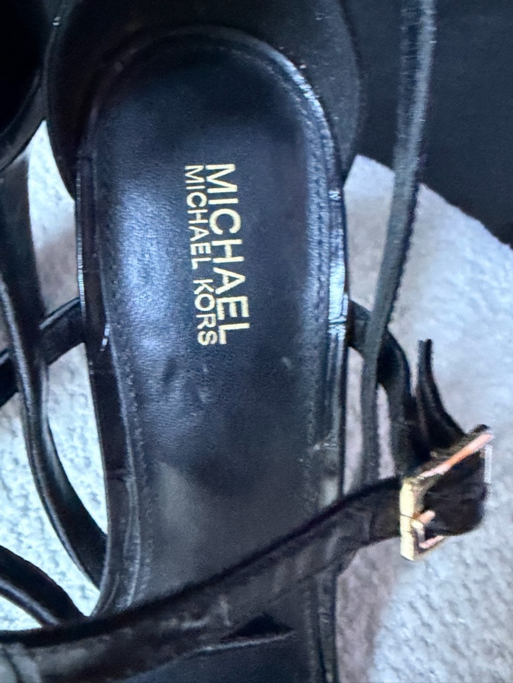 Michael Kors Black Croc-Effect Strappy Heel Sandals - Picture 2 of 7